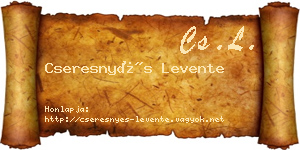 Cseresnyés Levente névjegykártya